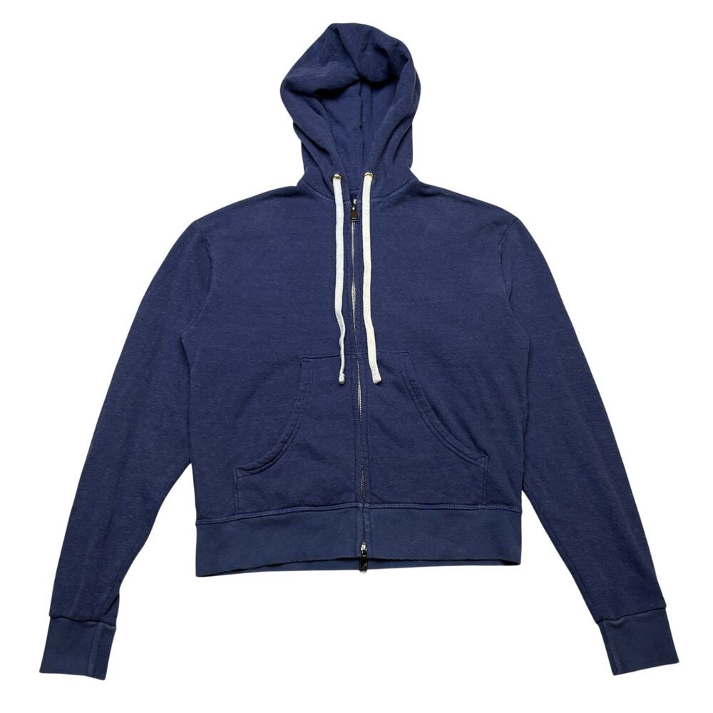 Hey Gang Full Zip Hoodie Women's 0/XS Blue Minimalist Loungewear Retro